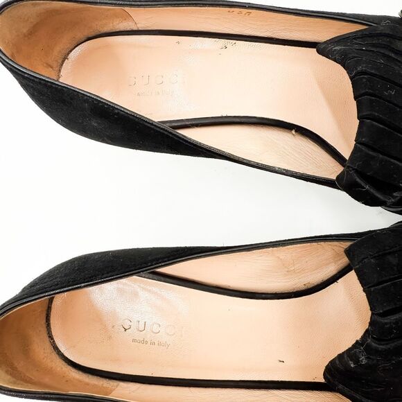 Gucci GG Marmont Loafers Pumps Kiltie Fringe Block Mid Heel Size EU 38.5 US 8.5 - Picture 7 of 11